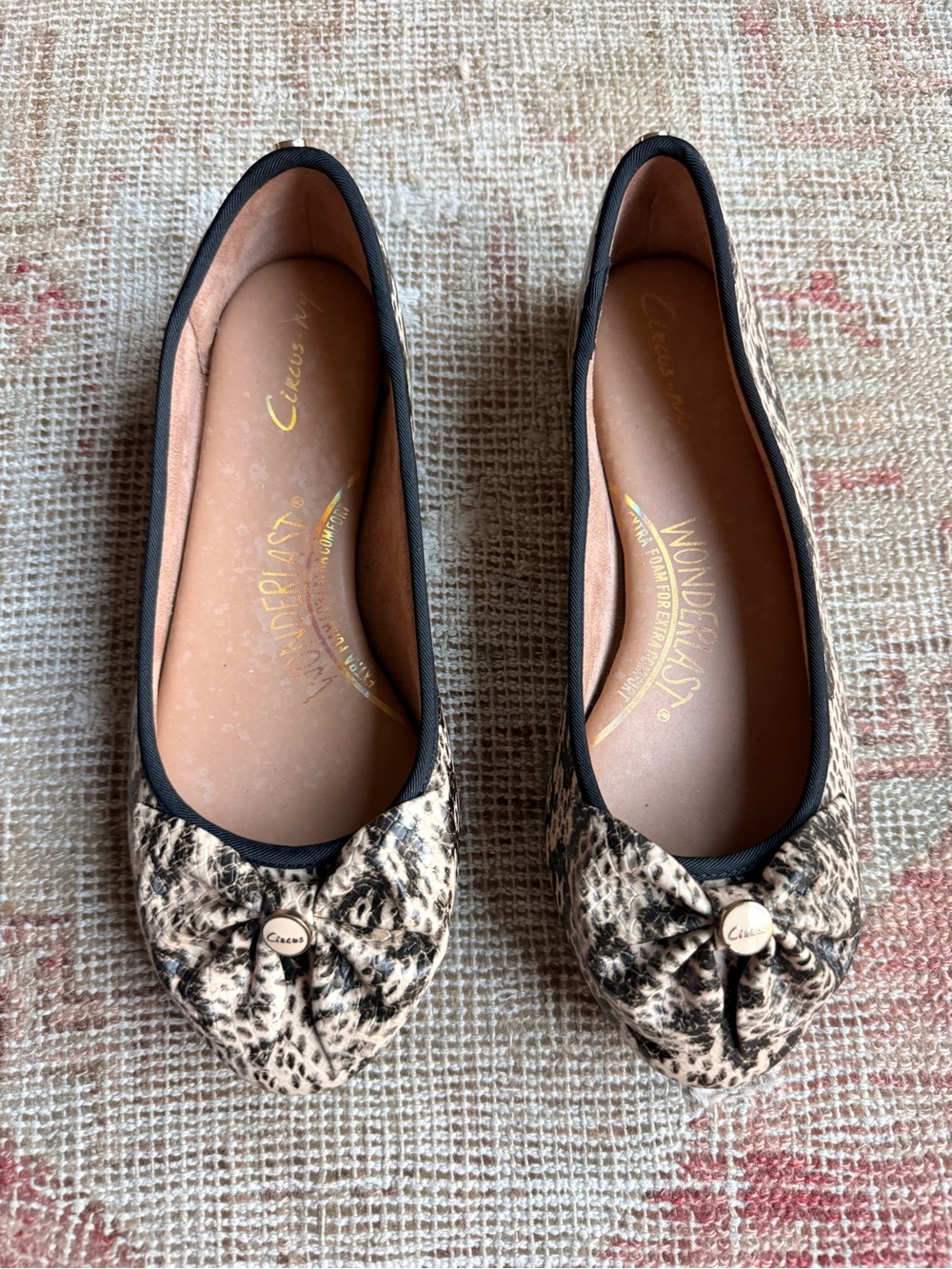 Circus by Sam Edelman Leopard-Print Bow Ballet Flats in Beige and Black
